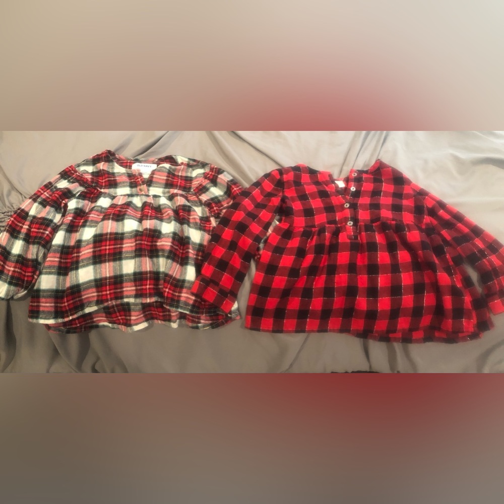 2 plaid long sleeved shirts, size 4T